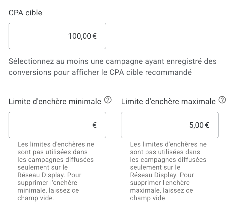 Application d'un CPC max sur une stratégie d'enchères en Smart Bidding